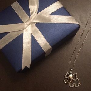 10K Gold Diamond Elephant Pendant